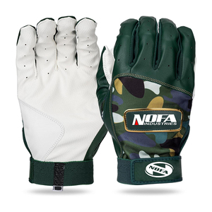 Guantes de Bateo de Cuero Negro/Blanco NOFA INDUSTRIES, Cierre de Hebilla Ambidiestro, Acolchados, Duraderos, para Entrenamiento de Béisbol, Unisex, Adulto - Product Image 1