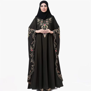Túnica Clásica Árabe de los Emiratos de Dubái, Oriente Medio, Abaya Negra, Ropa Musulmana, Color Sólido, Bordado, Kaftán Iraní - Product Image 2