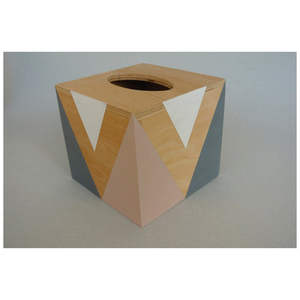 Boîte à mouchoirs décorative en bois style noyer et érable, élégante, à rayures, pour rangement de papier de bureau, 5 pouces - Product Image 4