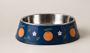 Moderno Tazón de Metal Redondo para Mascotas con Esmalte Naranja, Antideslizante, con Base de Goma, para Perros y Gatos, Venta al por Mayor - Product Image 2