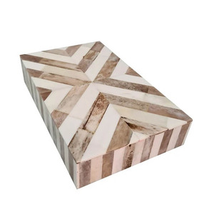 Caja de Joyería de Madera Rectangular con Tapa, Diseño Geométrico de Parqué, Acabado Pulido, Organizador - Product Image 2