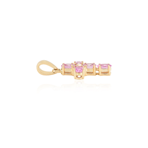 Colgante de Cruz de Oro Sólido de 14K con Zafiro Rosa Vintage y Detalle de Perla - Product Image 5