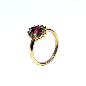 Wedding Wear 925 Sterling <b>Silver</b> Gold Plated Jewelry <b>Garnet</b> Multi Tourmaline Gemstone Women Wear Classic <b>Ring</b> - Product Image 1