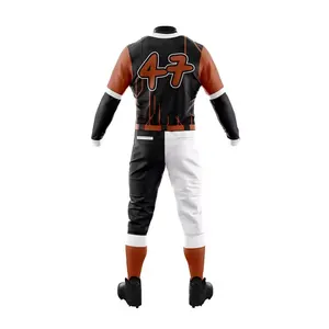 Uniforme de béisbol de última generación en contraste naranja y negro para adultos, transpirable, de secado rápido y tela ligera. - Product Image 6