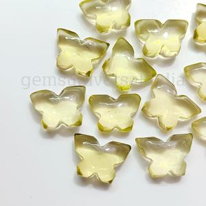 Pierre précieuse naturelle en quartz citron sculptée en forme de papillon, 14 mm, cristal briolette sculpté à la main pour la fabrication de bijoux, prix de gros, approvisionnement en vrac - Product Image 4