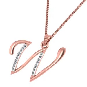 W Letter Moissanite Pendant 925 silver and Gold Filled Channel Set Round Brilliant Cut Unisex Classic Charm - Product Image 5