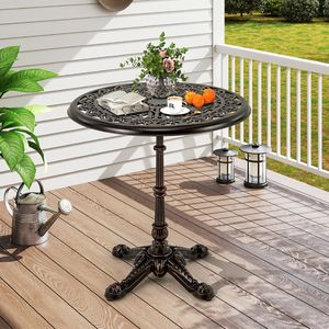 Tavolo da bistrot rotondo da 27 pollici in alluminio pressofuso con piano cavo per patio - Product Image 1