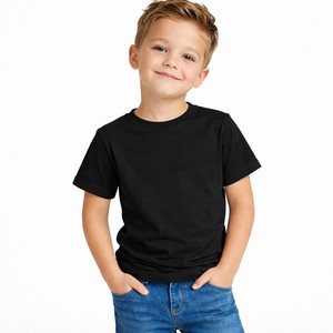 เสื้อยืดเด็กผ้าฝ้ายคอตตอนทรงโอเวอร์ไซส์ สีพื้น พิมพ์โลโก้ได้ ผลิตจากโรงงานโดยตรง สำหรับเด็กผู้ชาย ใส่สบายๆ ในช่วงฤดูร้อน - Product Image 4