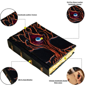 Handmade Leather Grimoire Journal, Tree of Life & Evil Eye Embossed Spell <b>Book</b>, <b>Hocus</b> <b>Pocus</b> Inspired Gothic <b>Book</b> of Shadows - Product Image 3