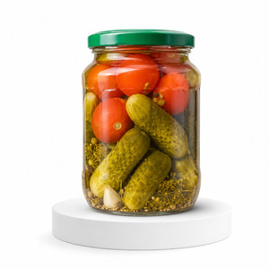 Factory In Vietnam Tasty Hot Sale <b>Pickled</b> Assorty Whole Cucumber and Tomato Packed in 500ml Mason <b>Jar</b> - Product Image 1