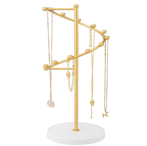 Decorative gold metal <b>bird</b> tree jewellery <b>stand</b> holder with wooden oval dish base, available at wholesale prices. - Product Image 2