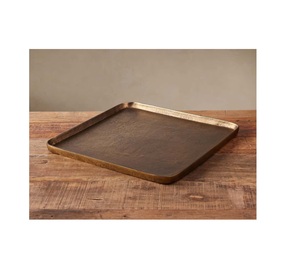 Plateau de service en laiton gaufré, plateau en métal artisanal détaillé pour servir des collations, des desserts, des fruits, des boissons, des apéritifs et des repas - Product Image 4