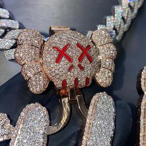 Colgante Personalizado para Hombre, Estilo Hip Hop, Dos Tonos, Oro Rosa, Plata de Ley 925, Diamante Moissanita VVS, Logotipo Inicial, Nombre Completamente Adornado con Piedras - Product Image 3