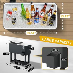 Contenitore Termico Rettangolare in Plastica da 80QT con Isolamento e Finitura Grigio Scuro 87.5*91*38.5cm - Product Image 2