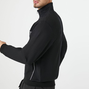 Chaqueta Deportiva Negra para Hombre con Cordón Ajustable, Costuras Blancas, Cuello Alto, Diseño 2 en 1, Ligera y Transpirable, Estilo Casual de Invierno - Product Image 4