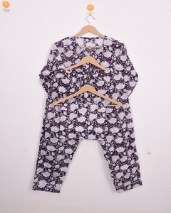Excellent prix – Fournisseur indien : Ensembles de pyjamas vintage en coton imprimé à la main avec boutons, respirants, pour l'été - Product Image 6