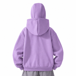 Sudadera con capucha doble OEM para mujer, de poliéster y algodón, con cremallera completa, estilo casual urbano, corte holgado y cómodo. - Product Image 2