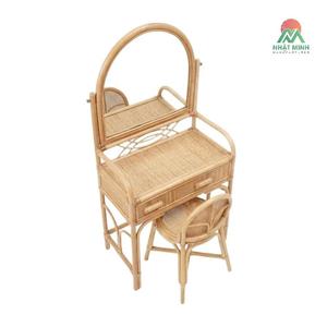 Nhat Minh Rattan <b>Dressing</b> <b>Table</b> <b>With</b> Flip Top Mirror <b>Storage</b> Drawer Tropical Style Bedroom Vanity Set - Product Image 1