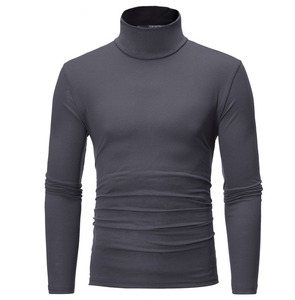 <b>Men's</b> White <b>Turtleneck</b> Long Sleeve Slim Fit Pullover Knitted Cotton Spandex Casual Autumn Wear Breathable Solid Color <b>Top</b> - Product Image 2