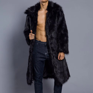 Manteau en fausse fourrure pour homme 2026 High Street, automne-hiver, entièrement en fausse fourrure, épais, ample, décontracté, style trench-coat - Product Image 1