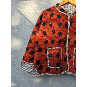 High Quality Women <b>Quilted</b> Cotton <b>Jacket</b> Floral <b>Pattern</b> Button Front Regular Fit Autumn Winter Outerwear gift for her - Product Image 2