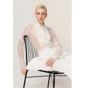 New <b>Top</b> Women's Blouses And Shirts LYRIEL CUPRO SHIRT Vietnam Handcrafted Frayed Detail Lyriel Korean Cupro Shirt For Women - Product Image 1