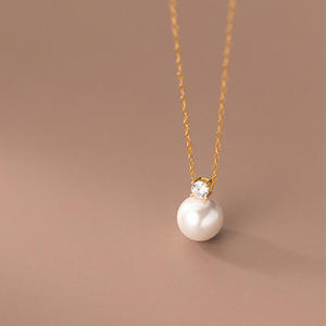 Collier en perles d'eau douce naturelles serties de diamants à quatre griffes, version coréenne, accessoire féminin polyvalent haut de gamme - Product Image 4