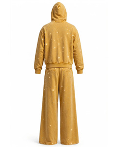 Amkoor Unisex Custom Color Hooded Tracksuit Set Full Zip <b>Rhinestone</b> Embellished Loose Fit Casual <b>Jacket</b> and Joggers - Product Image 2