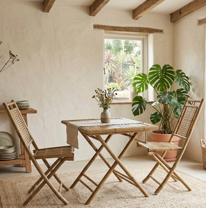 Bamboo Garden Set <b>Table</b> and 2 Chairs <b>Foldable</b> Outdoor Furniture Tropical Style Bamboo Set Bar Decor for Resort Hotel - Product Image 1