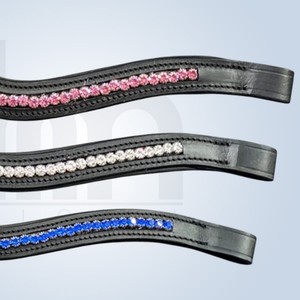 Diadema para Caballo de Cuero Acolchado de Neopreno, Estilo Swarovski, Color Rosa, con Cristales, Diseño Ondulado, para Exteriores - Product Image 5