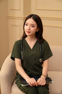 Customized Unisex Nurse <b>Scrub</b> <b>Sets</b> with Cotton Fabric Chest Pocket Embroidery XL Size for Hospital Use - Product Image 4