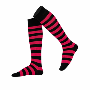 Striped Knee High <b>Socks</b> Pink <b>Black</b> Crew Tube <b>Socks</b> for Men <b>Women</b> Unisex Sports <b>Socks</b> - Product Image 1