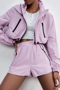 Veste coupe-vent en nylon et polyester pour femme, automne/hiver, réversible, imperméable, ensemble veste courte et short, haute qualité - Product Image 2