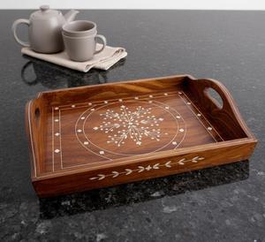 Bone Inlay Tray – Wooden Serving Tray handmade wooden serving tray wooden utility tray - Product Image 3