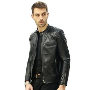 Chaqueta de piel de oveja con forro de borrego, estilo casual, tipo aviador, con cierre de cremallera, chaqueta bomber de piel auténtica con pelo. - Product Image 1
