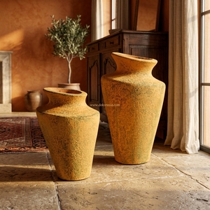 Vase en terre cuite rustique Kaca M, vase conique pour le sol, pot en terre cuite artisanal, urne décorative en céramique pour table, vente en gros - Product Image 6