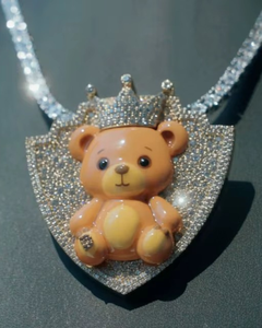 จี้หมีเท็ดดี้ 3 มิติสุดหรู ดีไซน์การ์ตูน ตัวเรือนเงินแท้ 925 ประดับเพชรแบบ Iced Out สไตล์แร็ปเปอร์ จี้เพชรโมอิสซาไนต์ VVS แบบสั่งทำพิเศษ สำหรับเป็นของขวัญ - Product Image 1