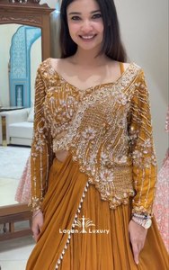 Conjunto de Lehenga Choli con Bordado de Moda, Blusa con Lentejuelas y Diseño Completamente Cosido, Talla Única para Bodas - Product Image 3