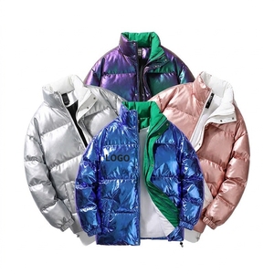 puffer <b>jacket</b> <b>Vintage</b> <b>Bomber</b> <b>Jacket</b> Stand Collar Zipper Custom Embroidery Windproof Warm Winter Men's Coat Plain Dyed Woolen - Product Image 5