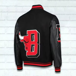 Wholesale OEM Heavyweight Chenille Embroidered Unisex Leather <b>Baseball</b> Letterman Varsity <b>Jacket</b> Premium Streetwear - Product Image 4