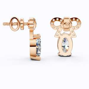 Boucles d'oreilles ovales en diamant de laboratoire 1,13 CTW en or massif 14K plaqué rhodium de luxe certifiées IGI, design nœud pour femme - Product Image 5