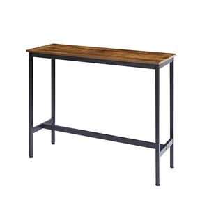 Set Tavolo da Bar Rustico Marrone con 2 Sgabelli con Schienale Morbido in PU 43.31L X 15.75W X 35.43H FT Stile Ferro e Legno - Product Image 1
