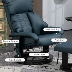 Poltrona Reclinabile Simil-Pelle con Funzione Massaggio, Telecomando, Tasca Laterale per Comfort e Relax, Rivestimento Rimovibile # # # #   Spugna - Product Image 6