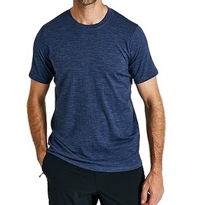 Camiseta de Algodón para Hombre, Corte Regular, Manga Corta, Cuello Redondo, Color Sólido, Transpirable, Informal, Tejido de Punto, Diseño Liso Teñido, Camisetas de Lana - Product Image 6