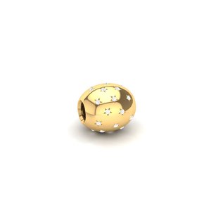 Pendentif en forme de boule dorée avec zircon rond taille brillant pour femme, bijoux fins fabriqués à partir d'argent recyclé - Product Image 1