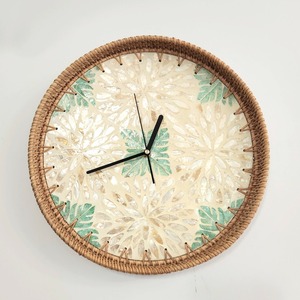 Rattan mother of pearl hanging <b>clock</b> best selling eco frame <b>clocks</b> boho wall art decorations - Product Image 3