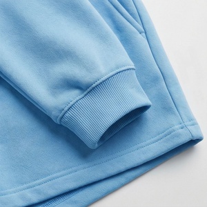 Ensemble 2 pièces pour femme : sweat à capuche et short en polaire bleu clair, coupe décontractée, longueur au-dessus du genou, couleur unie, avec poche, collection Printemps - Product Image 6