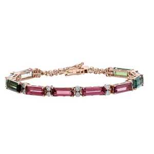 Tourmaline <b>Bracelet</b> 925 Sterling <b>Silver</b> 14K Gold Plated Natural Gemstone Jewelry Women Elegant <b>Adjustable</b> Gift Vintage IGI - Product Image 2
