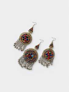 Contemporary Tribal Afghan Women's Costume <b>Set</b> <b>Crystal</b> Rhinestone Bold Statement Design Stainless Steel Jewelry Customized for - Product Image 3