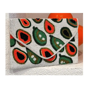 Bolso de mano con bordado bohemio elegante para mujer india, bandolera con cuentas hechas a mano para compras nocturnas, fiesta, cierre de cremallera - Product Image 1